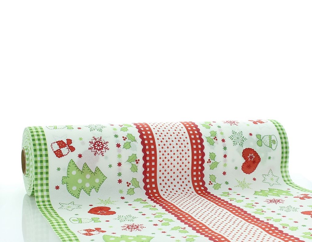 Sovie HORECA Weihnachtstischläufer Christmas in Rot-Grün aus Linclass Airlaid 40 cm x 24 m, 1 Stück