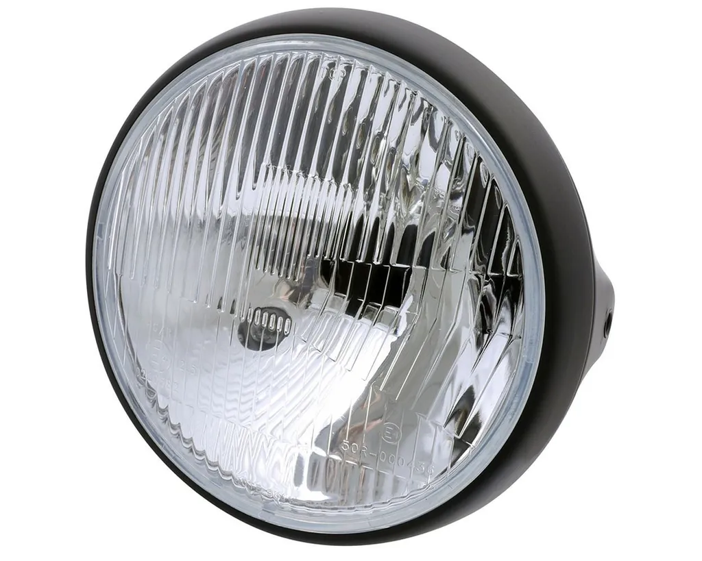 Faro Moto SHIN YO LTD 7 Pollici, Cromato, Vetro Goffrato, Attacco Laterale, Inserto H4 Con Luce Di Posizione, Universale