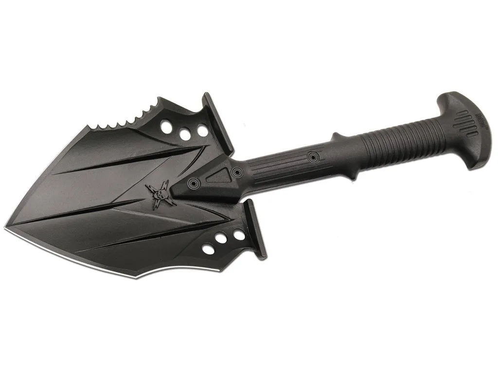 Pelle tactique multifonction de type militaire pour bivouac et bushcraft