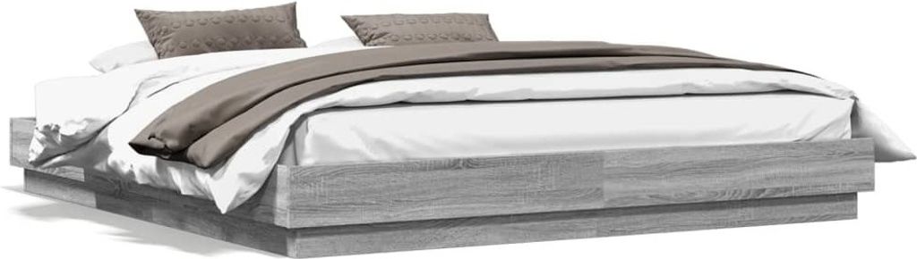 Möbel Bettgestell Grau Sonoma 180x200 cm Holzwerkstoff - Klassische Betten 3209840