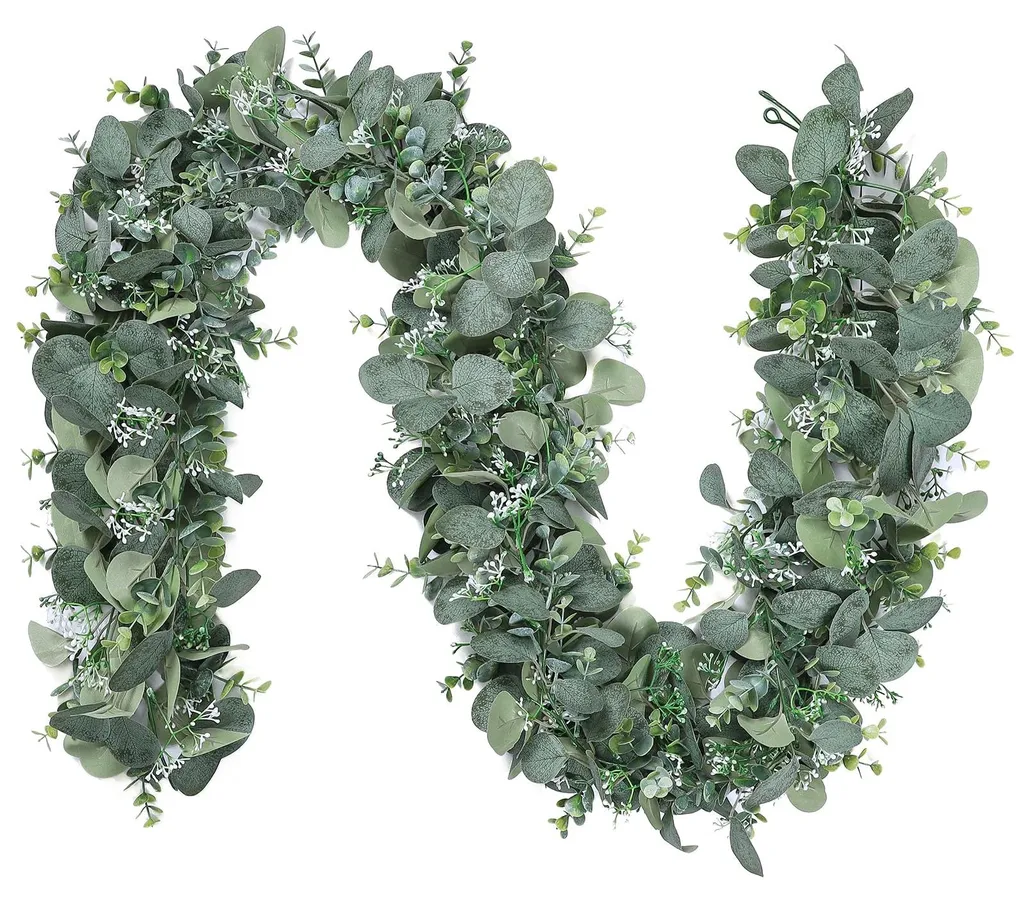 Guirlande d'Eucalyptus Artificielle et Saule pour Décor de Table 2pcs