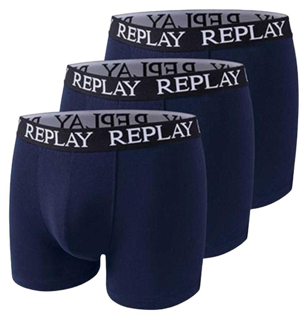 Replay - Boxershorts für Herren (3er-Pack) NA497 (S) (Dunkles Marineblau)