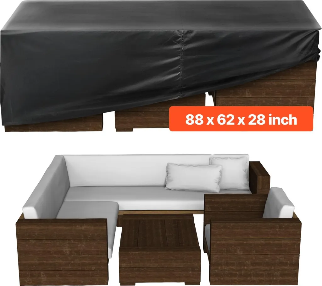 Copertura protettiva per mobili da giardino - Telo copritavolo da terrazza - 420D Oxford - Impermeabile e resistente ai raggi UV - Con aperture di ventilazione - Rettangolare - Per tutte le stagioni - 224 x 158 x 71 cm