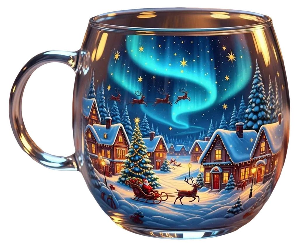 Halloween-Becher, lustige Tee- und Kaffeetasse, 400 ml, handbemalt, gruseliges Glas für heiße und kalte Getränke, Geschenk für Weihnachtsfeiern...