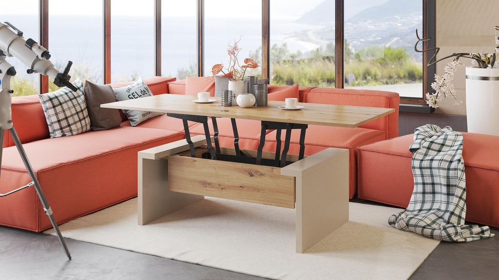 Design Couchtisch Space höhenverstellbar 45 / 70cm aufklappbar 110 / 170cm Wohnzimmertisch Tisch Esstisch