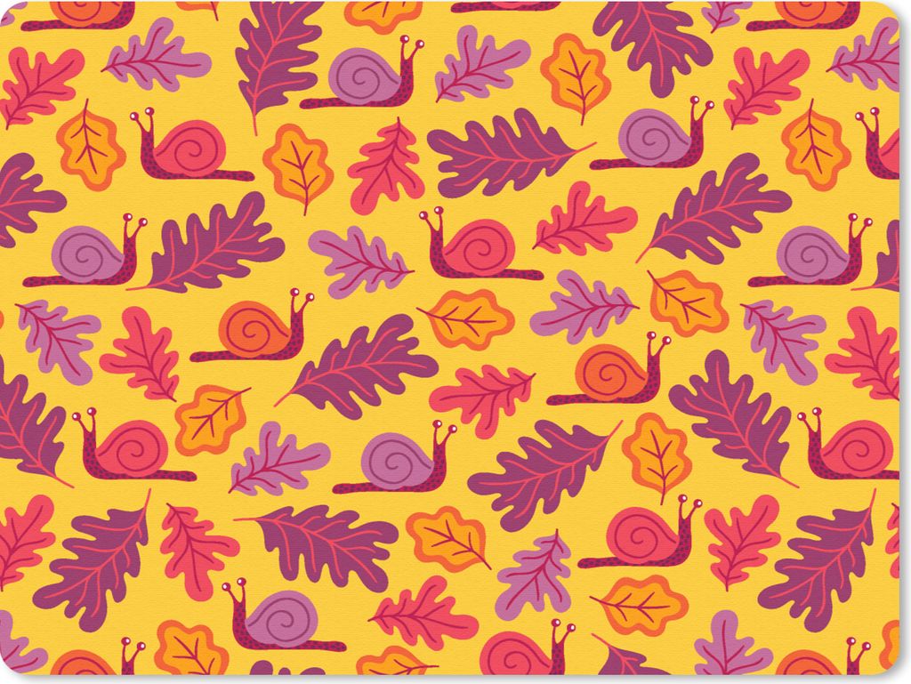 MuchoWow Mauspad Mousepad Herbst - Schnecken - Muster 23x19 cm - Mousepads - Maus Mat - Pad - Mausunterlage - Schreibtischunterlage - Mauspad