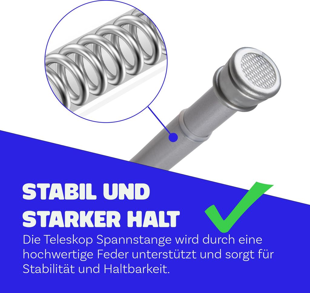 Klemmstange Silber 60-90cm ausziehbar, Ø22/25mm