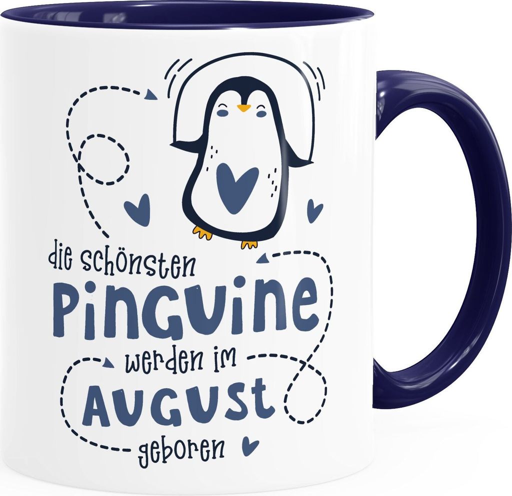 Kaffeetasse Die Schönsten Pinguine werden im August geboren Geschenk zum Geburtstag SpecialMe inner-navy Keramik-Tasse