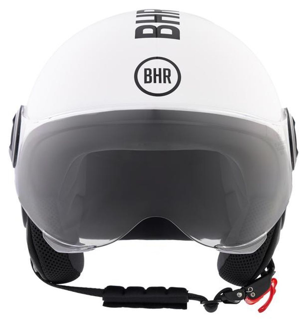 BHR 835 SPECIAL, Demi-Jet Helm ECE 22.06, Kratzfestes Visier, Mikrometrischer Verschluss & abnehmbare Wangenpolster, Weiß-Schwarz, XS