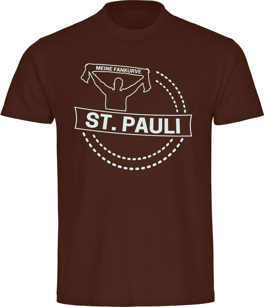 multifanshop Herren T-Shirt - St. Pauli - Meine Fankurve, braun, Größe XL