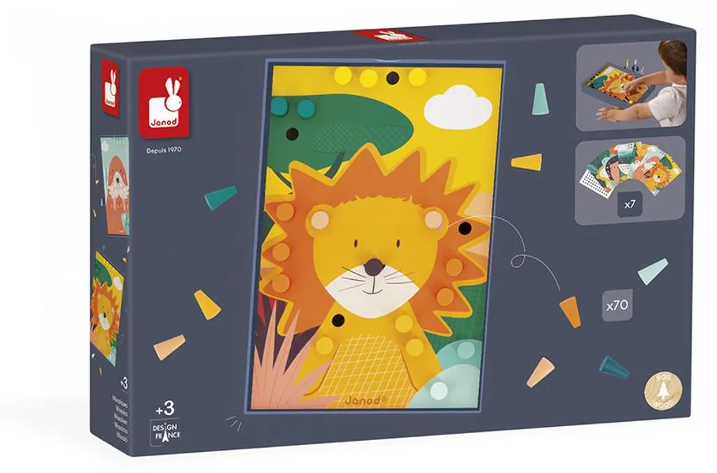 Mosaïque éducative Janod en bois massif aux couleurs vives pour petits