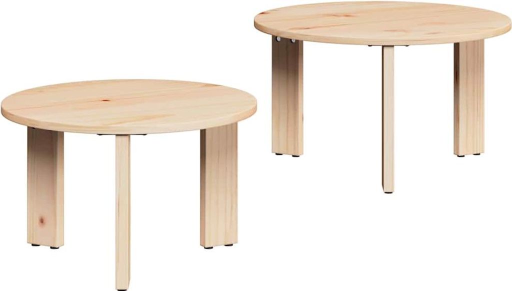 Couchtisch 2 pcs Natur 47,5 x 47,5 x 27 cm Massivholz Kiefer