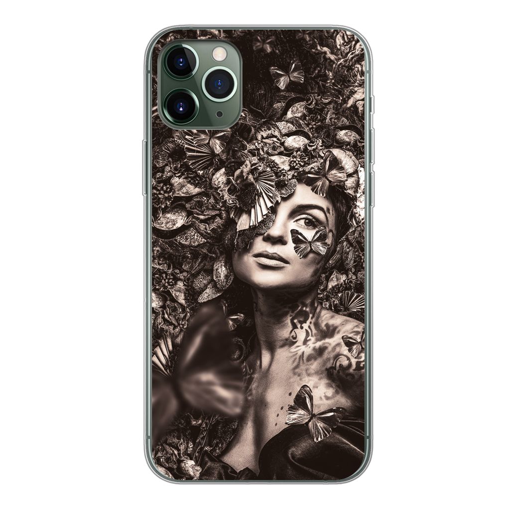 MuchoWow Handyhülle Schutzhülle Hülle für iPhone 11 Pro Max Frau - Tiere - Pflanzen Silikon Softcase Handy Hülle - Schutz