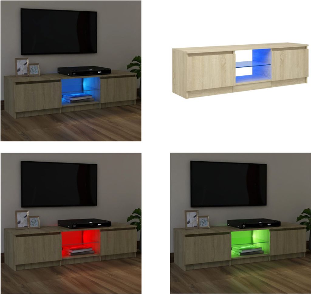 vidaXL TV Schrank mit LED Leuchten Sonoma Eiche 120x30x35,5 cm - TV-Schrank - TV-Schränke - TV-Schrank Mit LED - TV-Möbel