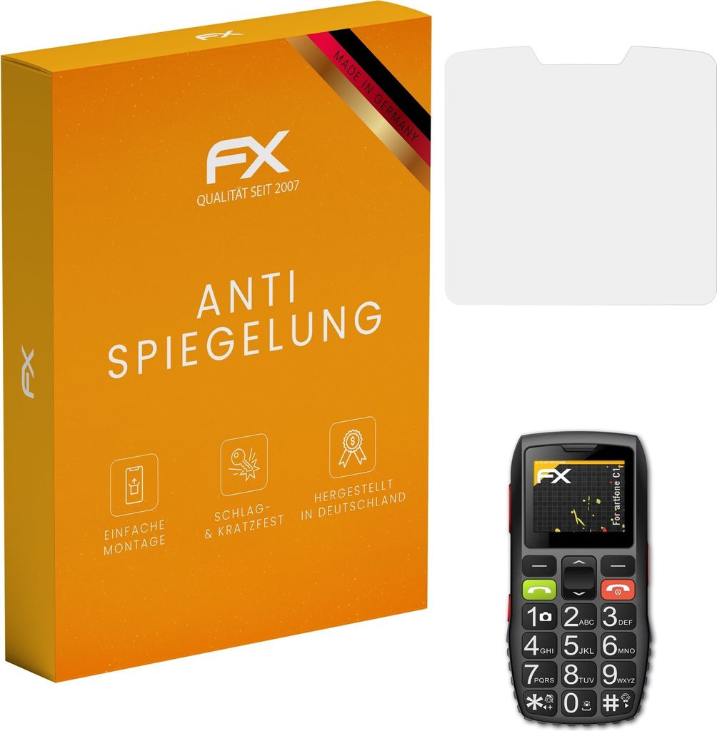 atFoliX FX-Antireflex 3x Schutzfolie kompatibel mit artfone C1 Displayfolie