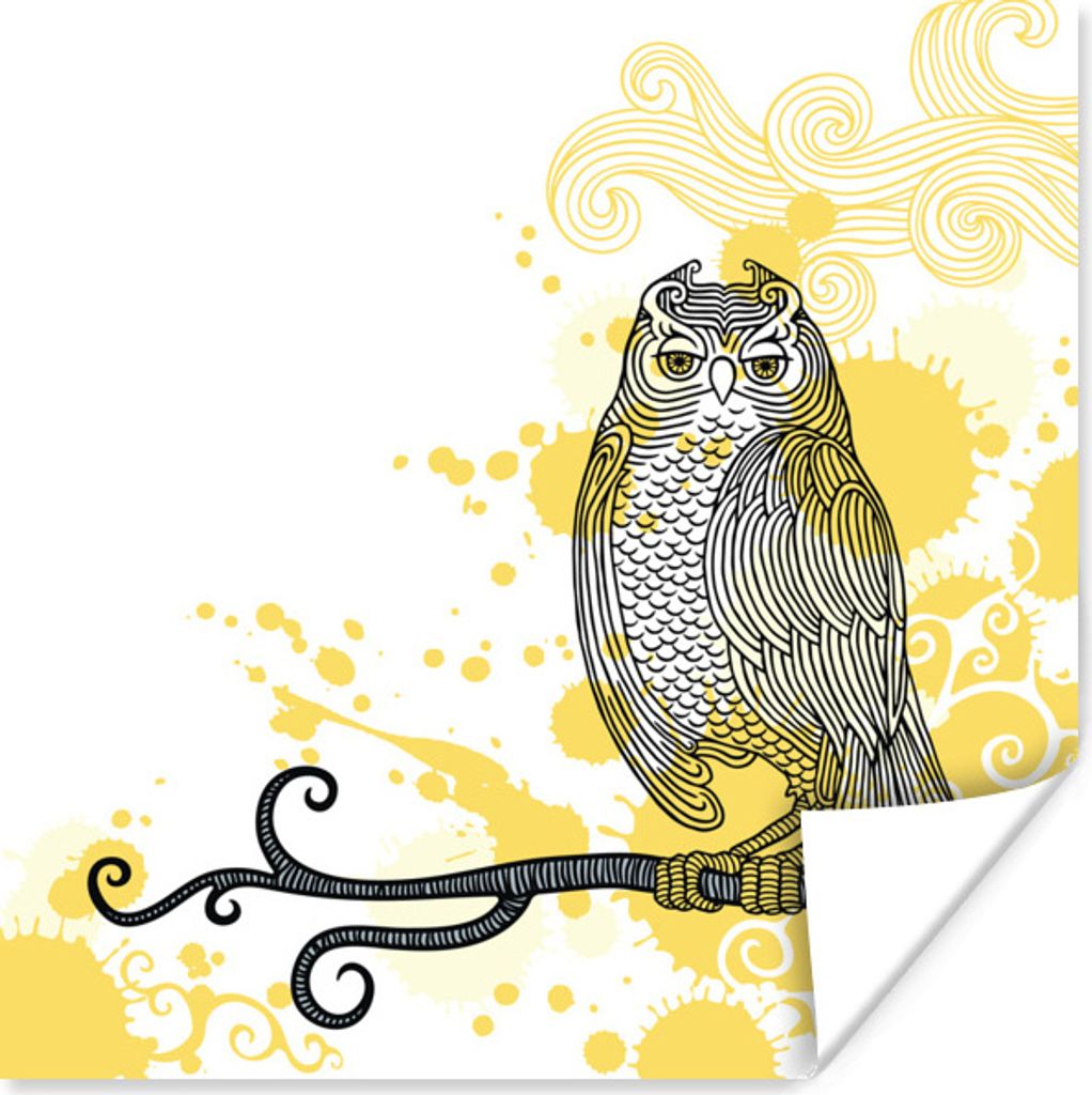 MuchoWow Poster Illustration der Eule 100x100 cm - Babyzimmer