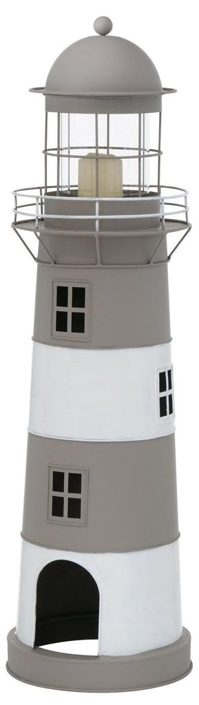 Kerzenlaterne Amrum Leuchtturm H.75 Ø 22 cm grau weiß Produktbild 