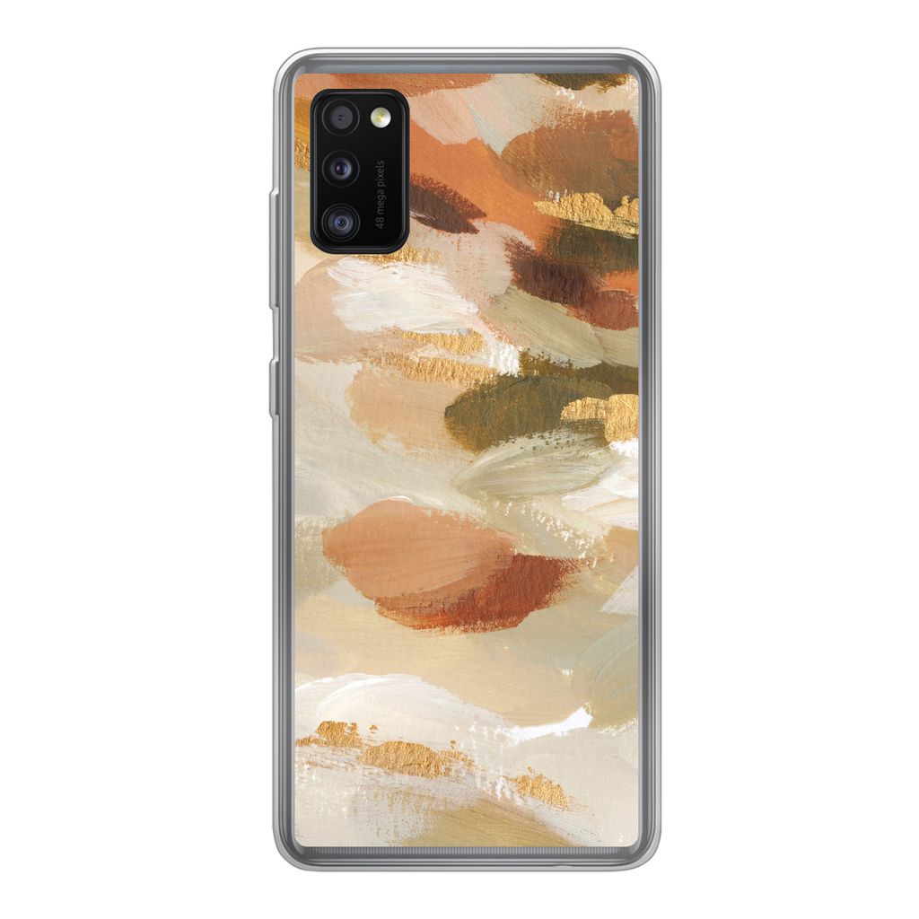 MuchoWow Handyhülle Schutzhülle Hülle für Samsung Galaxy A41 Farbe - Gold - Braun Silikon Softcase Handy Hülle - Mobiltelefon