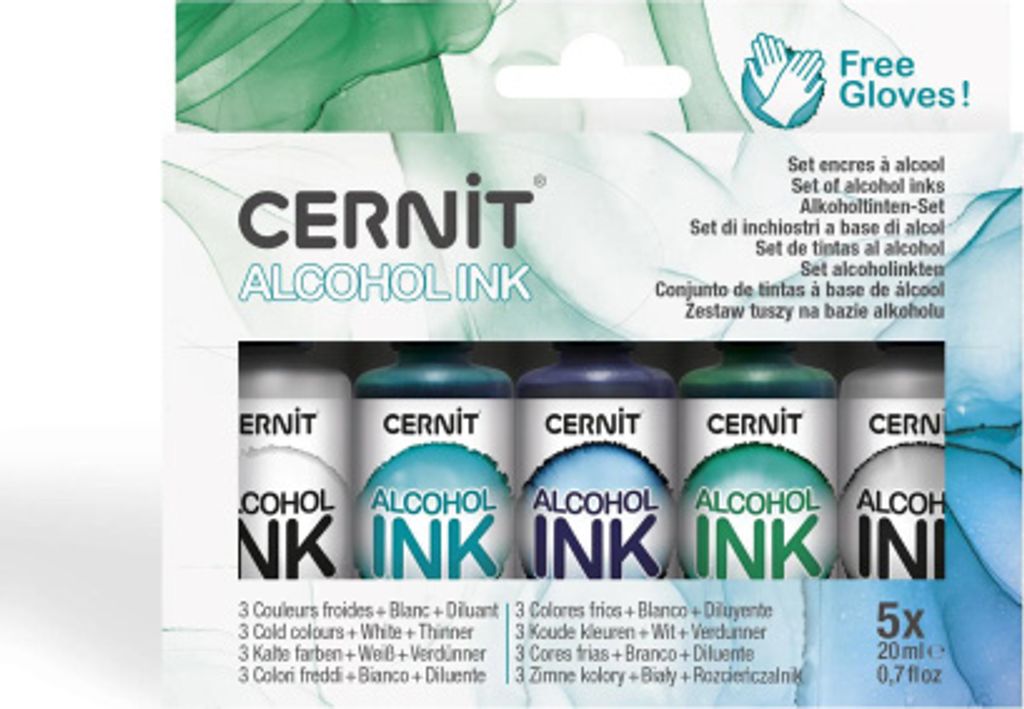 Cernit CEASS008C Set mit Alkoholtinte Cold Colors 5 x 20 ml 5 Stück