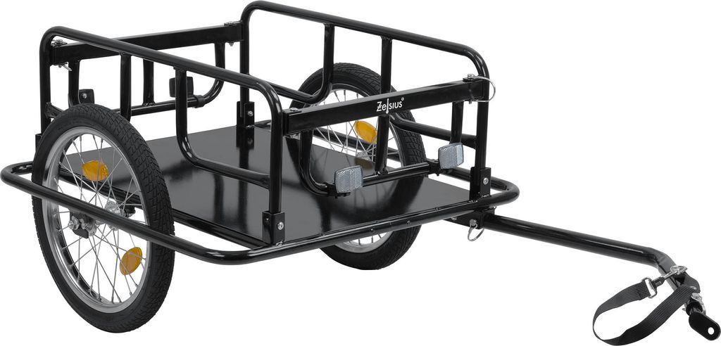 Zelsius Fahrradanhänger Transport, 68 Liter, Anhänger Klappbar, Transportwagen für 2 Getränkekisten