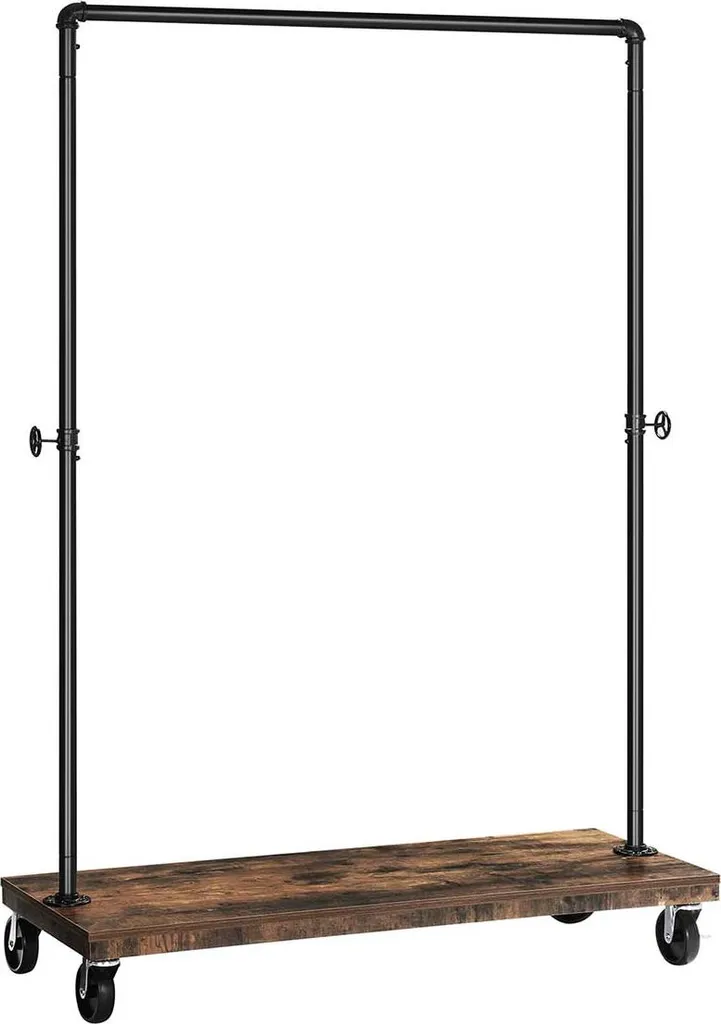 Portemanteau Scout design industriel marron noir avec roulettes pivotantes