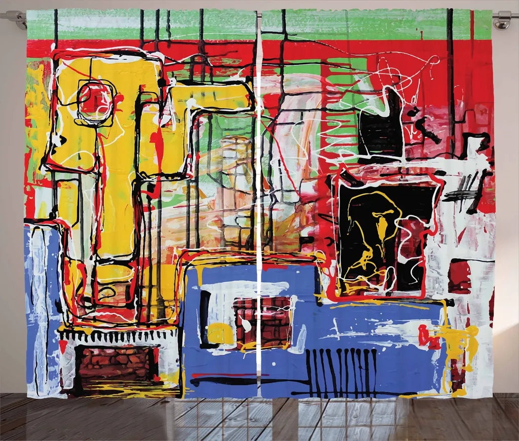 Tenda Cubista ABAKUHAUS 280x245 cm: Grunge Art per Camera da Letto