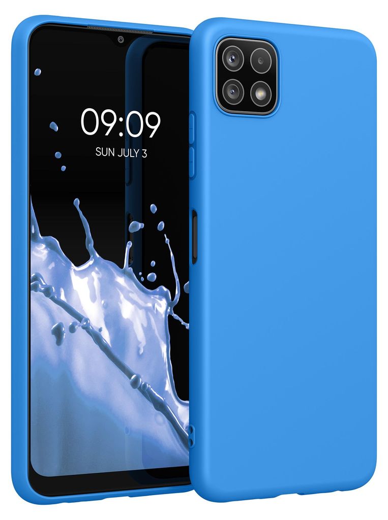 kwmobile Handyhülle für Samsung Galaxy A22 5G Hülle - TPU Case - Kabelloses Laden - Schutzhülle Cover in Strahlend Blau