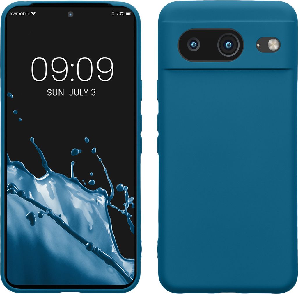 kwmobile Slim Case kompatibel mit Google Pixel 8 Hülle - Handyhülle aus Silikon in Karibikblau