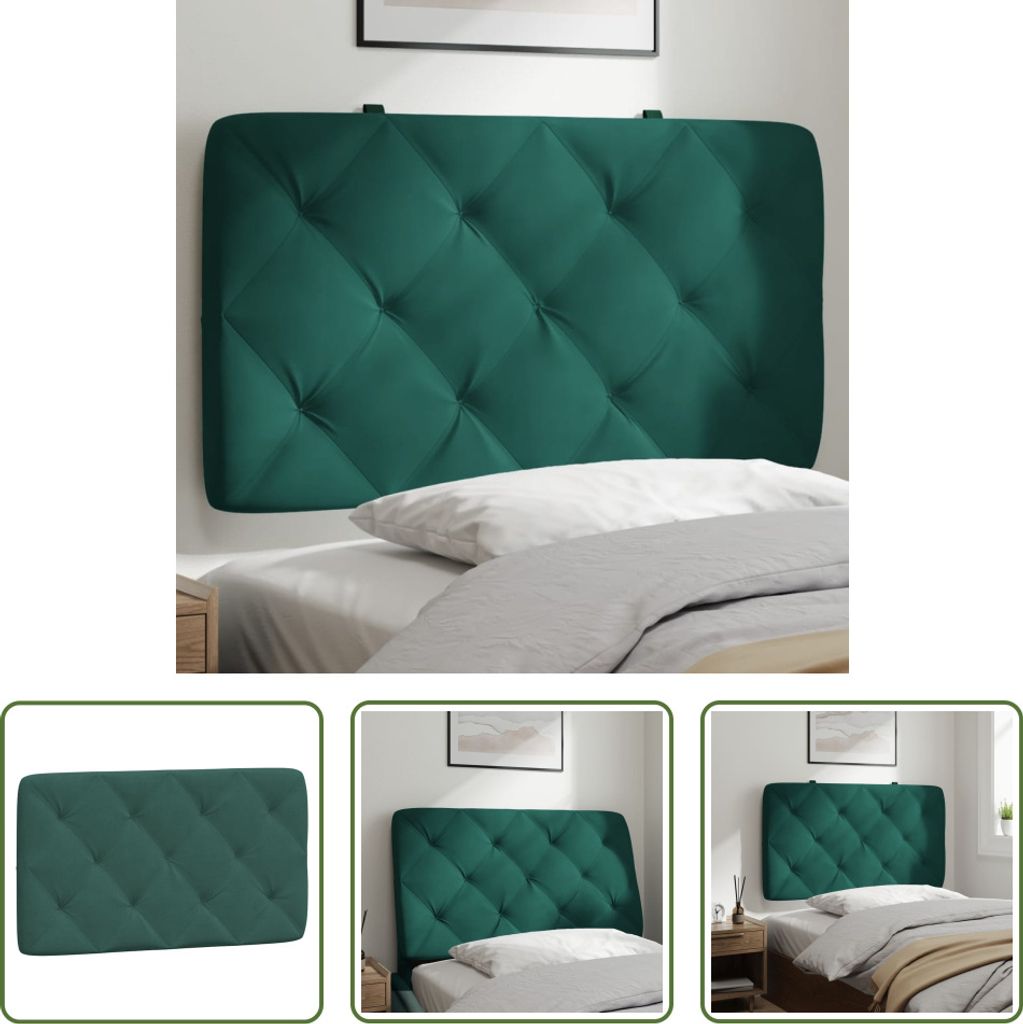 The Living Store Kopfteil-Kissen Dunkelgrün 90 cm Samt Produktbild 