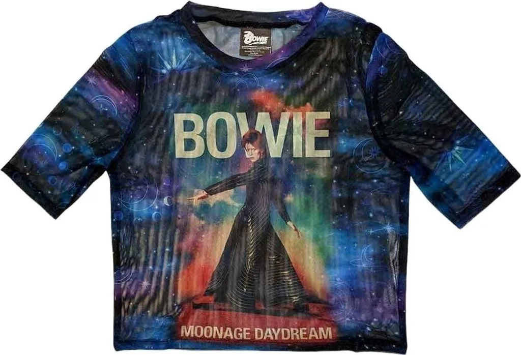 T-shirt Vintage Femme David Bowie en Coton Bleu Délavé Taille M