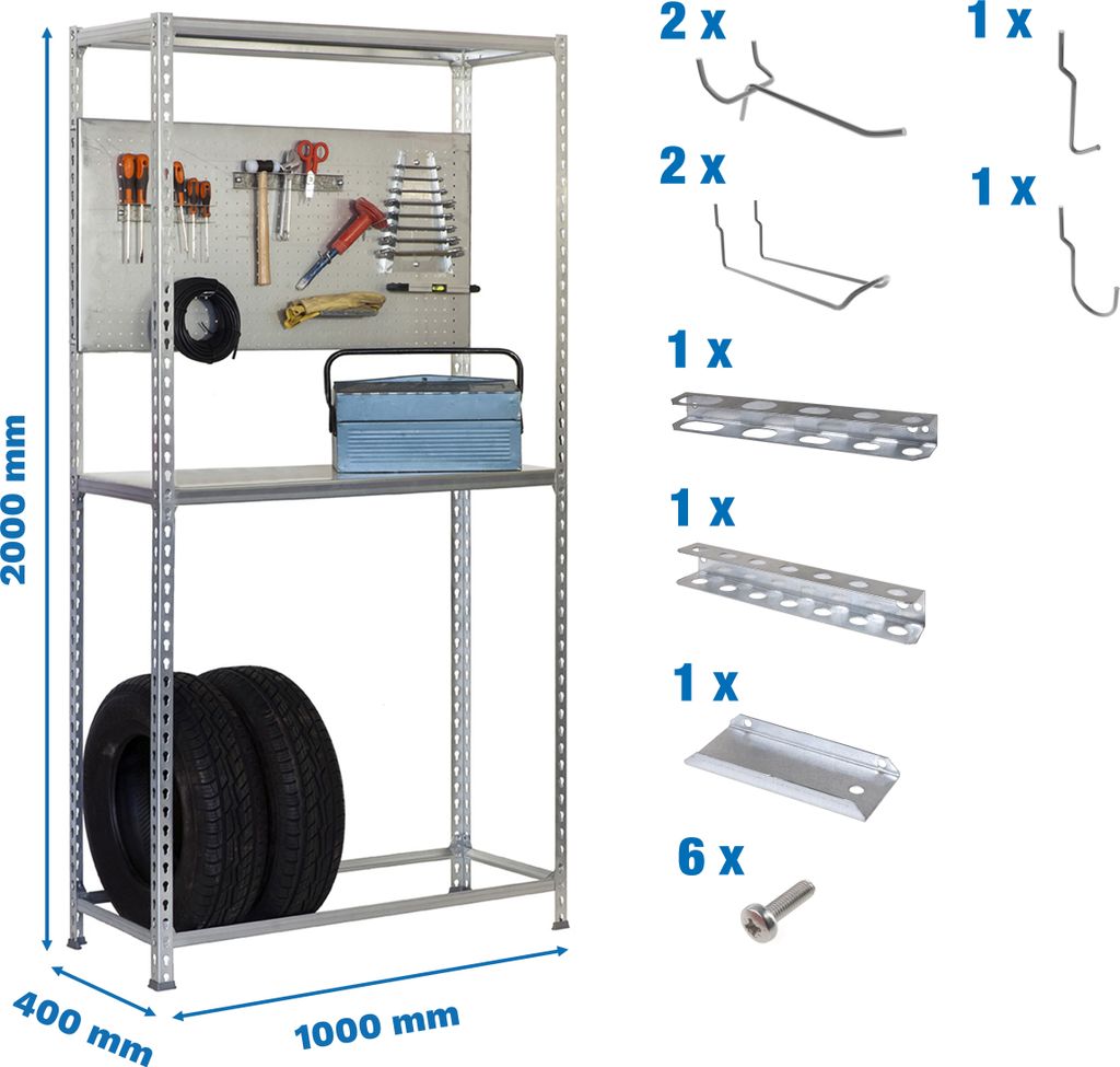 Simonrack Werkbank-Set SIMONRACING grau 100,0 x 40,0 x 200,0 cm