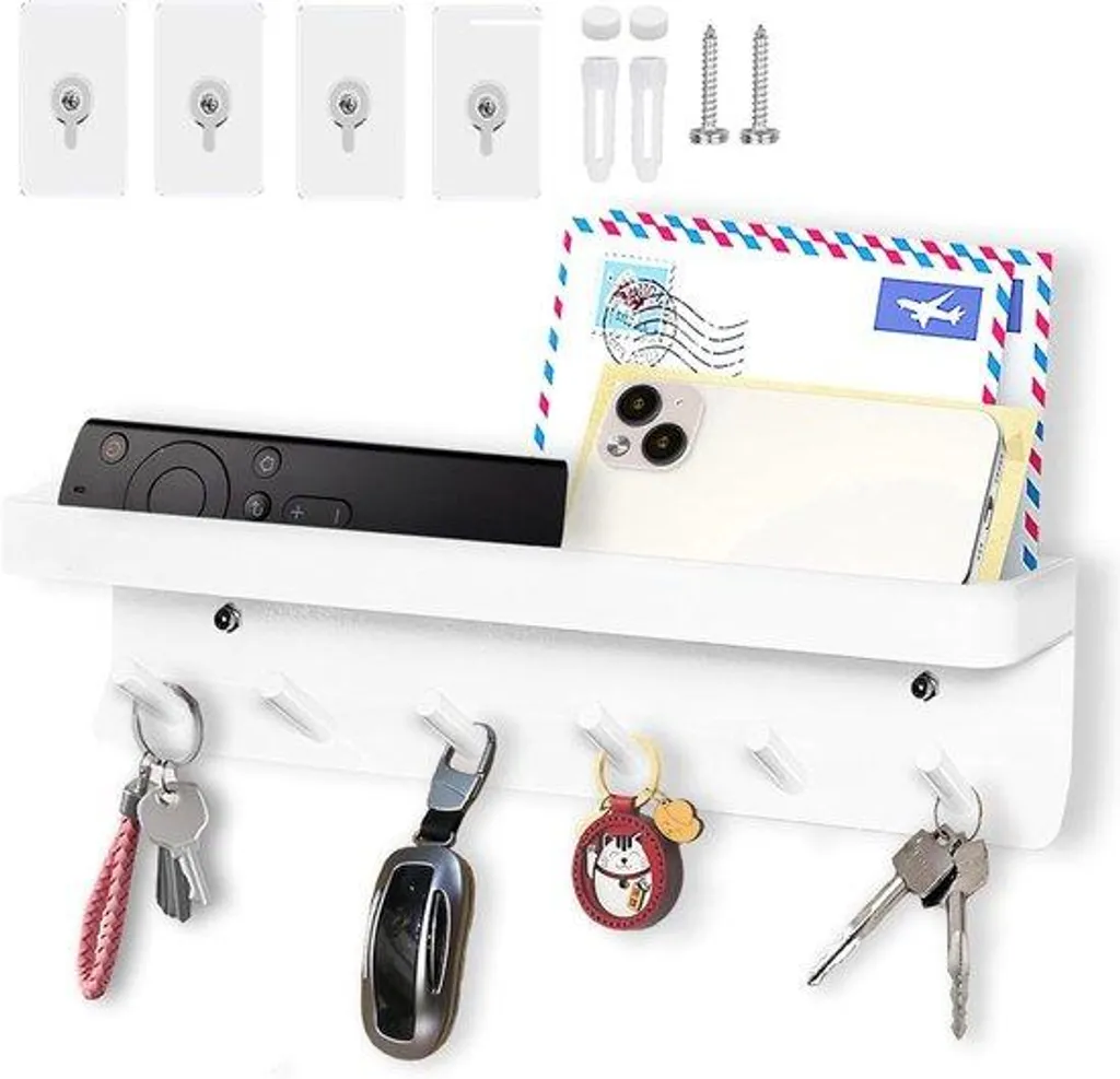 Rangement clés autocollant inoxydable blanc avec support de stockage utile