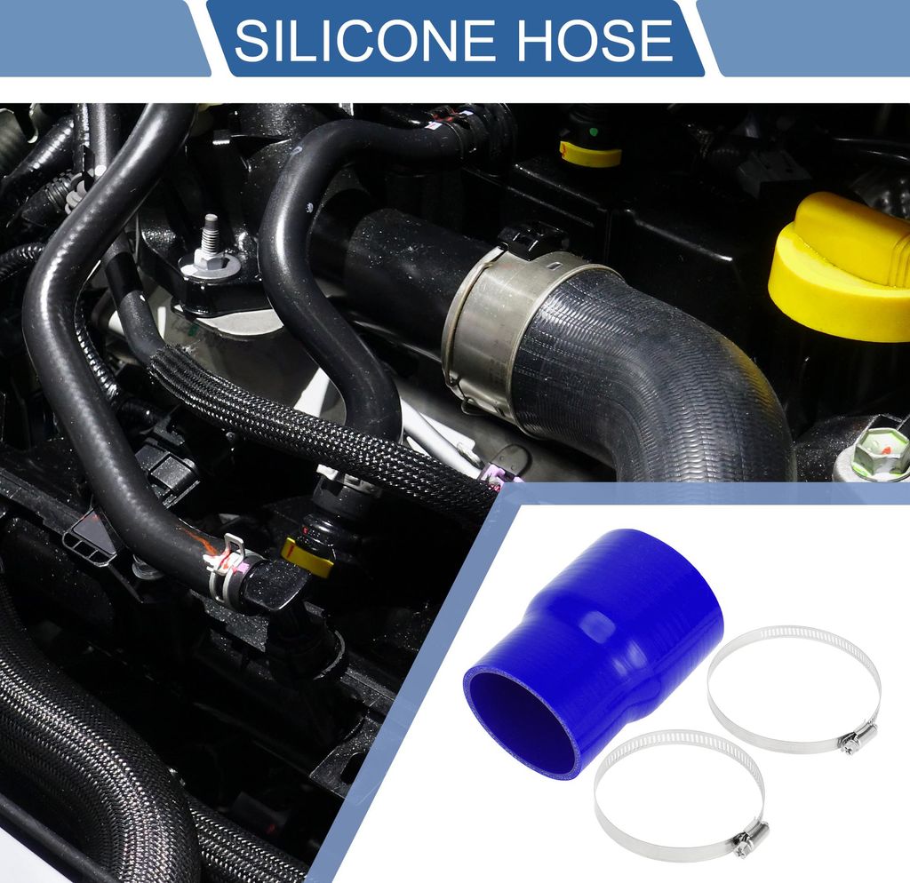 1 Satz 89-76mm/3,50"-2,99" ID 127mm/5" Länge 0 Grad blau Autosilikonschlauch mit Schellen Kühlmittelschlauch Universal