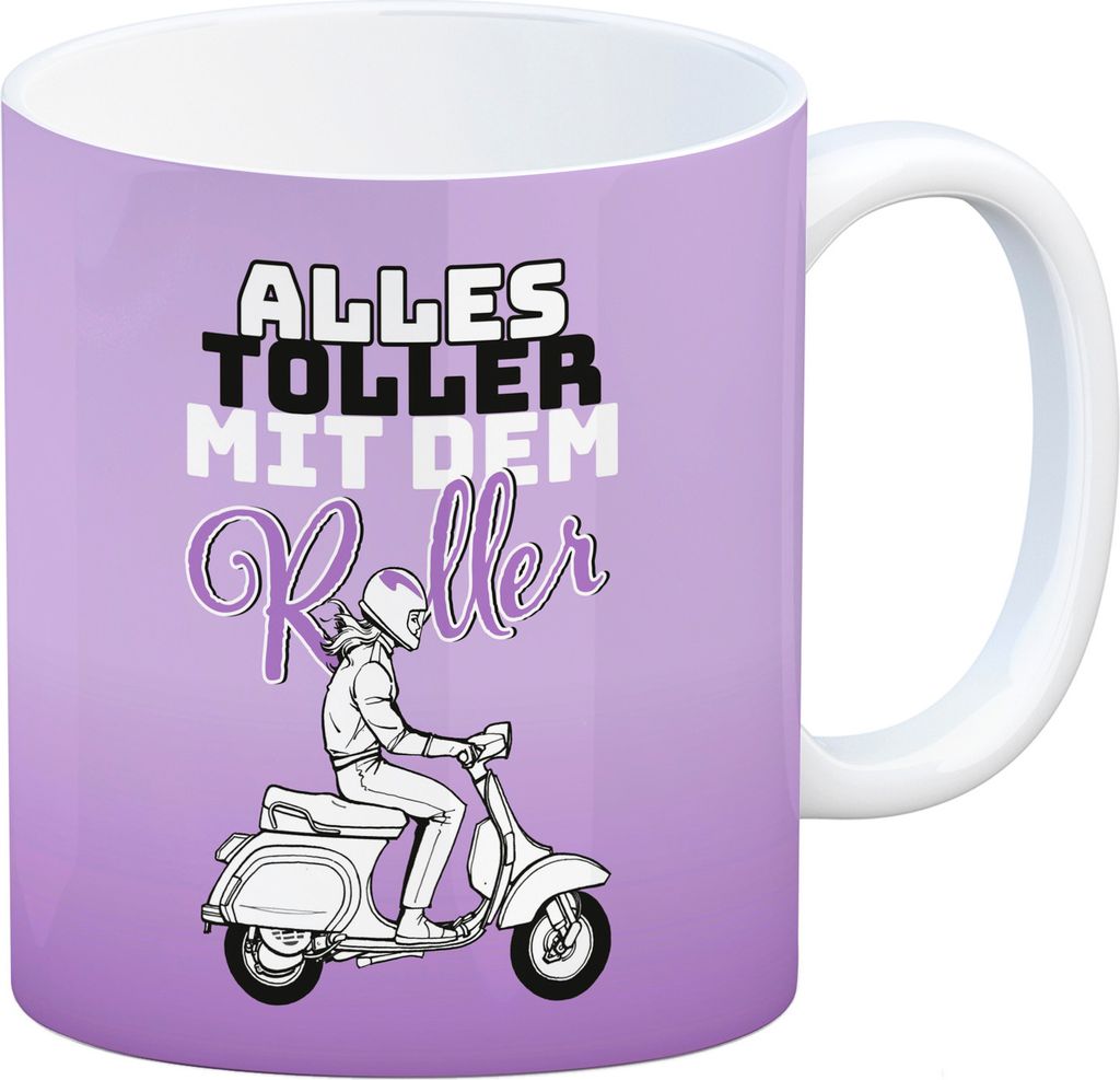 Alles toller mit dem Roller Kaffeebecher in lila mit Produktbild 