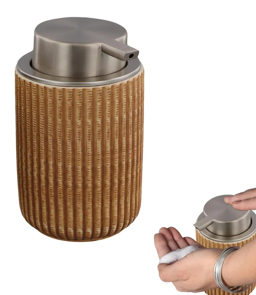 Distributeur de savon en céramique marron 300 ml - Pompe en porcelaine