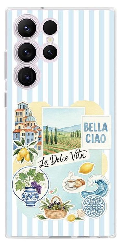 Flexible Hülle für das Samsung Galaxy S23 Ultra, Kameraschutz, TPU Silikon transparent, Urlaub in Italien, italienische Spezialitäten, La Dolce ...
