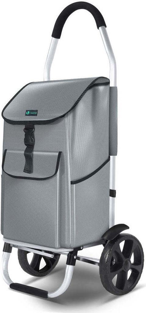 VOUNOT 2 Räder Einkaufstrolley Klappbar mit 45L Wasserdichter Tasche, Grau