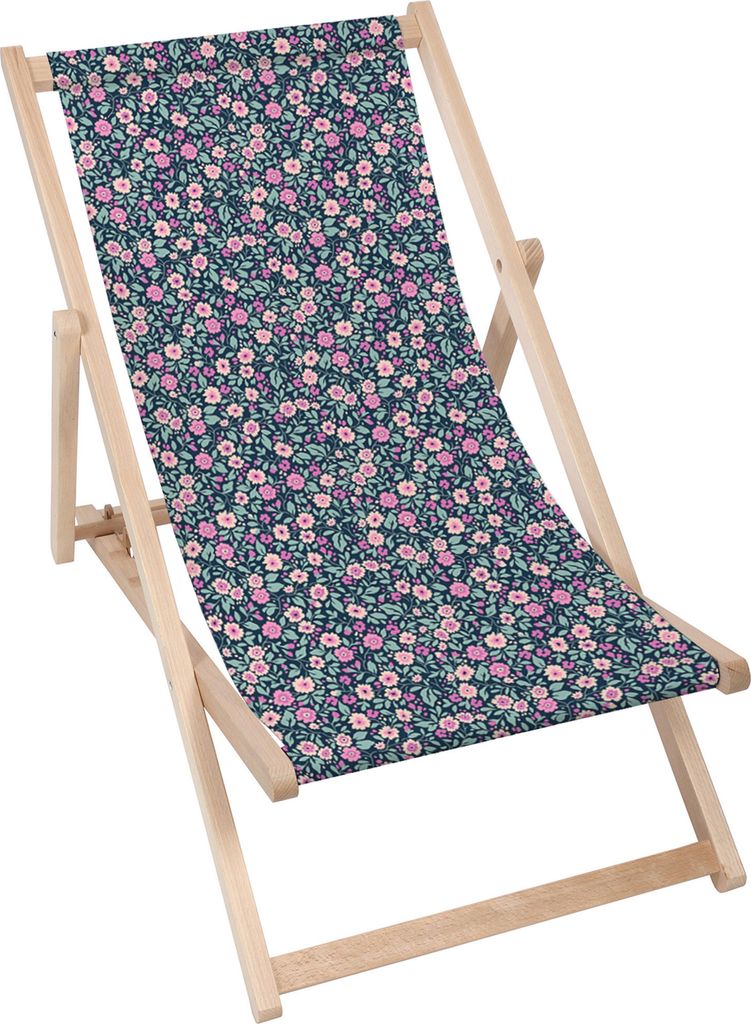 Dreamroots Liegestuhl klappbar Holz, Buchenholz bis zu 130 kg, Sonnenliege klappbar mit 3-stufiger Neigungsregulierung der Rückenlehne, Sweet Meadow