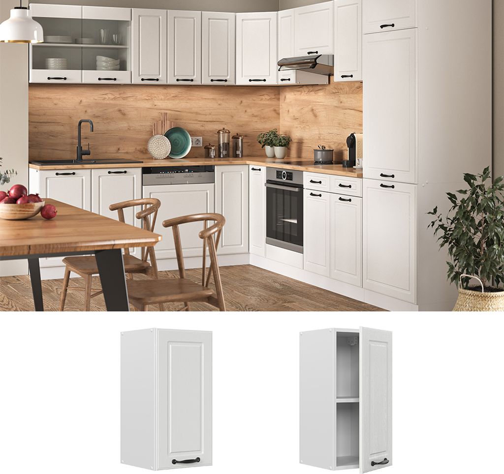 Vicco Hängeschrank R-Line, 30 cm, Weiß Landhaus/Weiß Produktbild 2