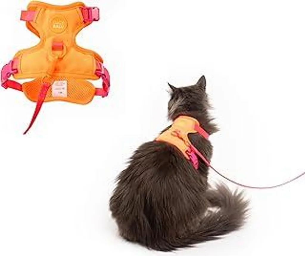 LucyBalu Explorer Pettorina Gatto Antifuga con AirTag Berry Orange XS/S