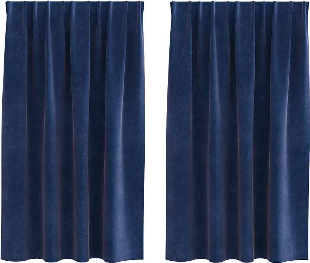 Best Möbel Vorhänge mit Vorhängen 2 pcs - Dunkelblau 140x140 cm Samt - Gardinen & Vorhänge A4107198