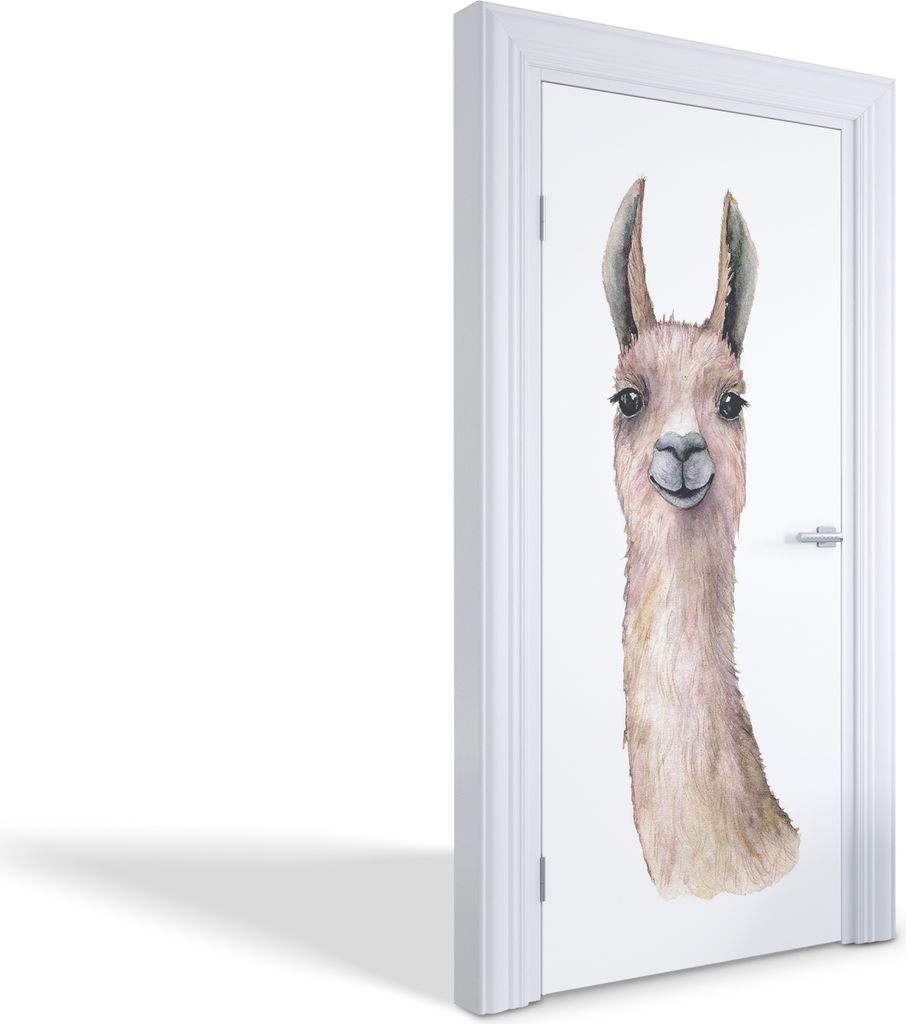 Innentür Folie Modern Selbstklebende Wandsticker Personalisiert - Lächelndes Lama - 95 x 205 cm