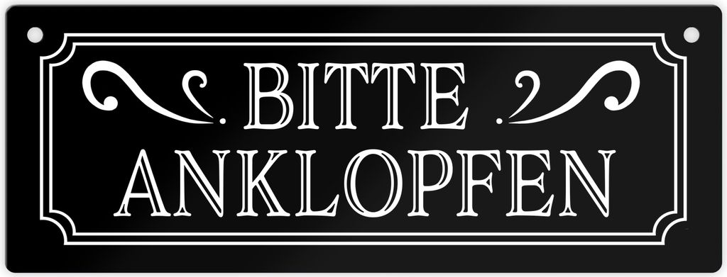 Bitte anklopfen Metallschild L in 10,5x28cm in Retro Optik