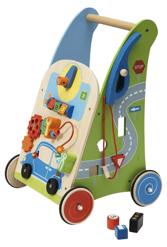 Chariot de Marche pour Apprendre à Marcher et Jouer au Garage de Bois