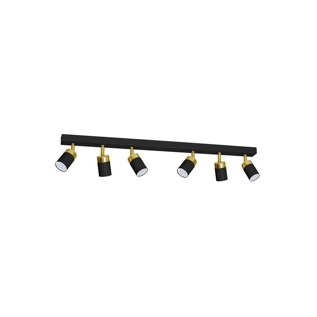 Luminaire de Plafond Joker 6 Spots Noir et Doré pour Salon et Cuisine