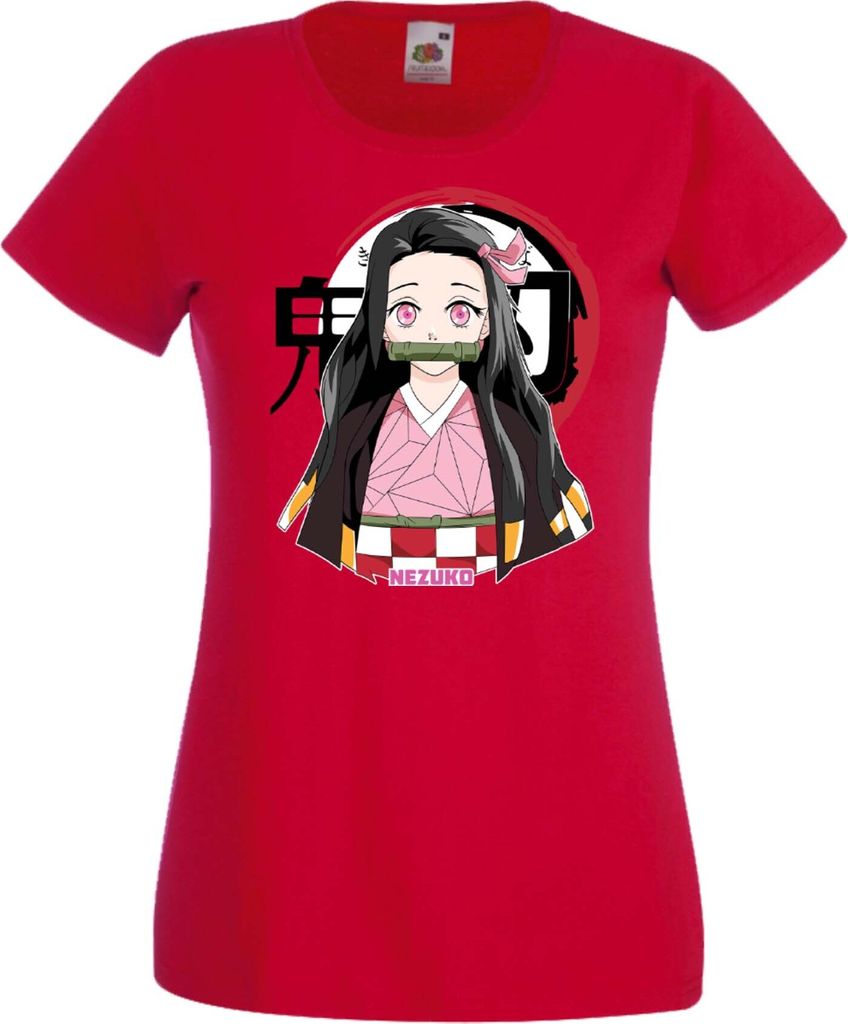Damen T-Shirt Anime Manga Demon Anime Slayer Nezuko Kamado 05 Tanjiro Sister, Lady XS / Rot