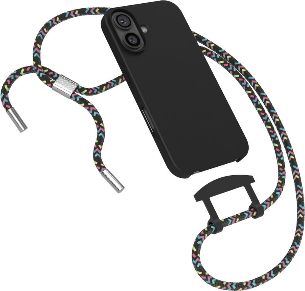 EAZY CASE - 2in1 Handyhülle mit Band kompatibel mit Apple iPhone 16, Silikonhülle zum Schutz, stoßfester Fallschutz, Umhängeband mit Hülle in ...
