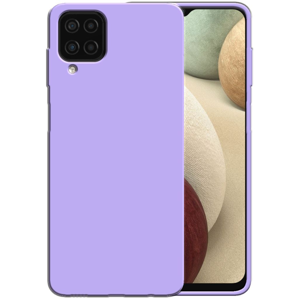 Smartphonica Silikonhülle für Samsung Galaxy A12 Hülle mit weicher Innenseite - Lila