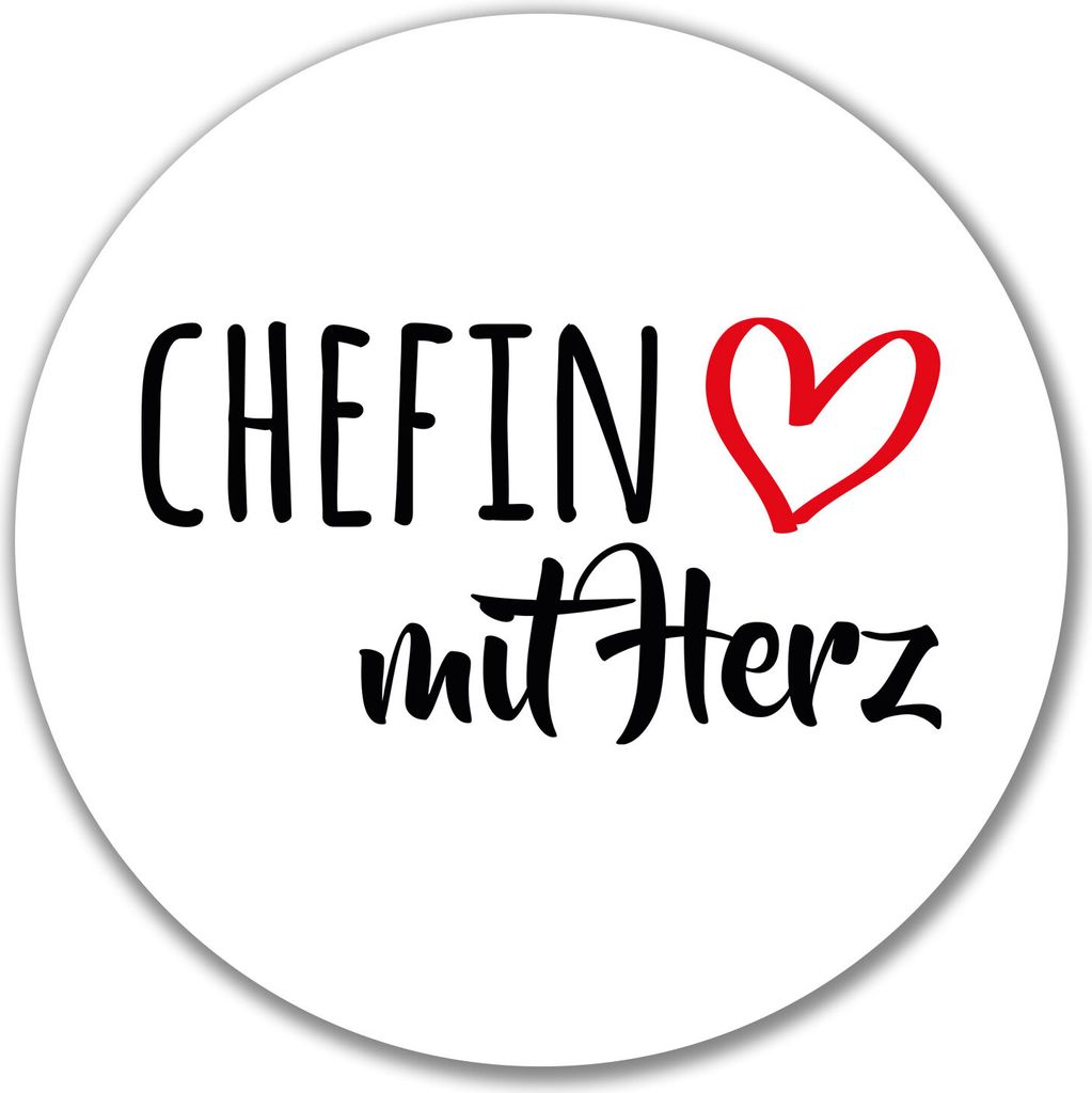 Huuraa Aufkleber Chefin mit Herz 10cm rund Sticker Produktbild 