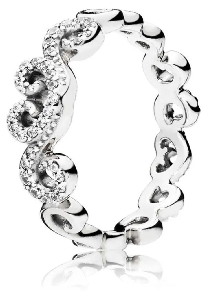 Bague de Promesse Heart Swirls Argent et Zirconium Cadeau Femme Taille 54
